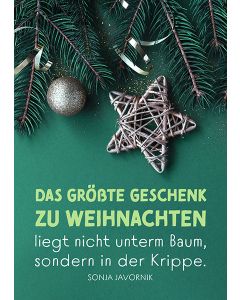 Postkarte 'Das größte Geschenk zu Weihnachten liegt nicht unterm Baum, sondern in der Krippe'