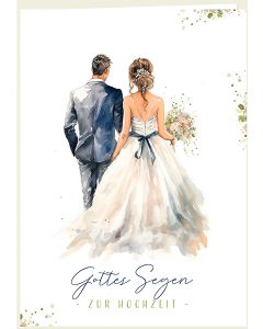 Faltkarte 'Gottes Segen zur Hochzeit' (Paar Aquarell)