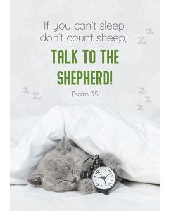 Postkarte 'If you can't sleep, don't count sheep, talk to the shepherd! Psalm 3:5'