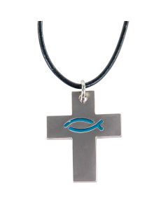 Anhänger Kreuz 'Ichthys-Fisch, blau'