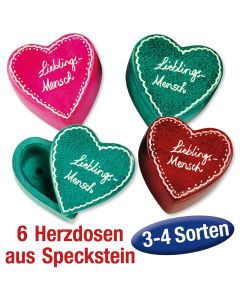 Paket 'Herzdosen aus Speckstein' 6 Ex.