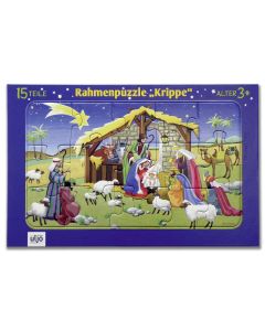 Puzzle 'Krippe' - Rahmenpuzzle mit 15 Teilen aus festem Karton