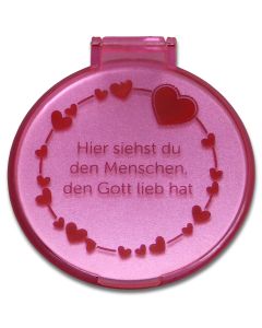 Taschenspiegel 'Herzen' rosa