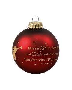 Christbaumkugel bordeaux 'Ehre sei Gott ...'
