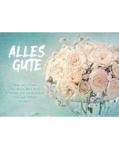 Postkarte 'Alles Gute' 12x                                  Motiv: weiße Rosen